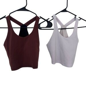 Bundle 2 Stack Athletics Cross-Back athletic workout sports bra Brown and stone